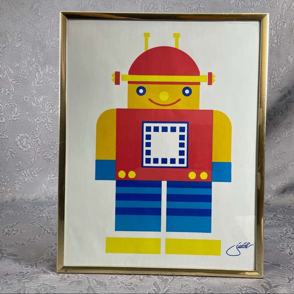 Vintage Robot by Judith Framed Print 14''x11"